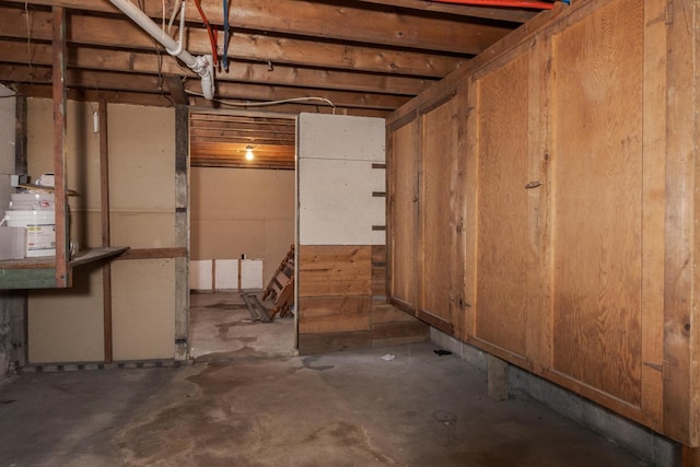 view of unfinished basement