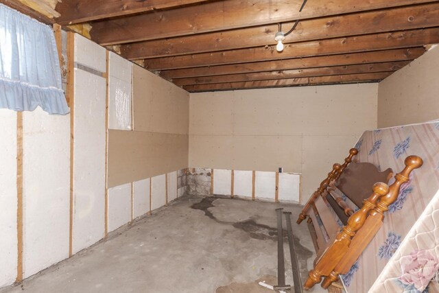 view of unfinished basement