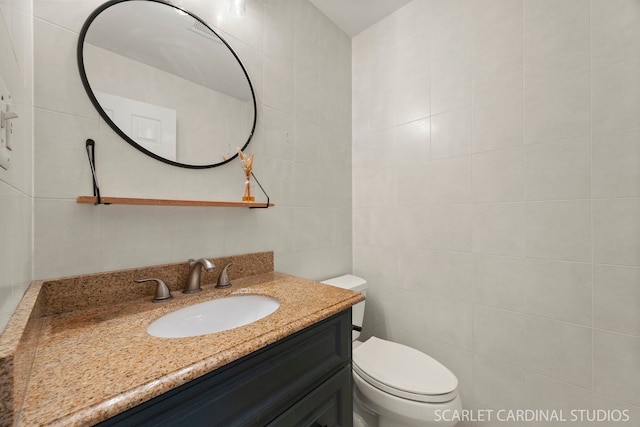 2288 Westminster St, Wheaton, IL 60189 - half bath featuring toilet, tile walls, and vanity