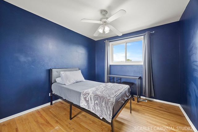 2288 Westminster St, Wheaton, IL 60189 - bedroom featuring baseboards, a ceiling fan, wood finished floors, and visible vents