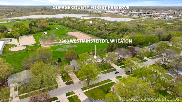 2288 Westminster St, Wheaton, IL 60189 - birds eye view of property with a water view and a residential view