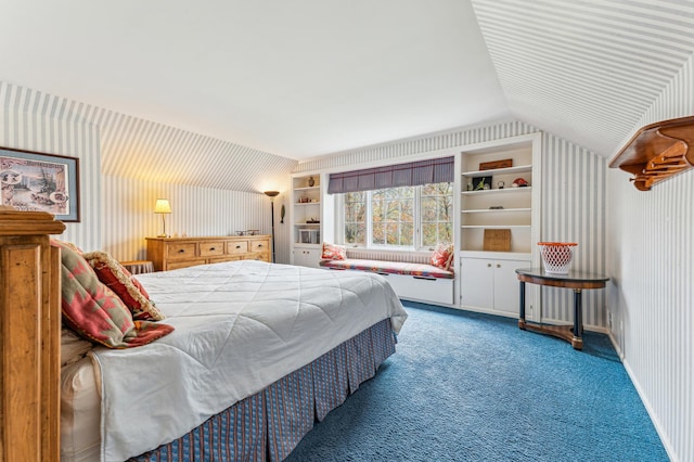 1135 Buttonwood Ln, Northbrook, IL 60062 - bedroom with carpet flooring, wallpapered walls, and vaulted ceiling