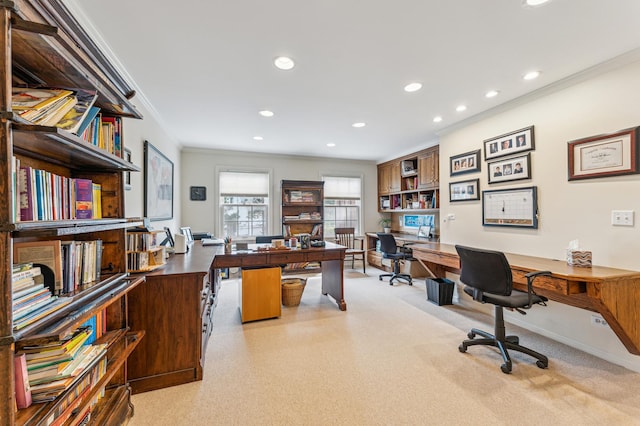 1135 Buttonwood Ln, Northbrook, IL 60062 - home office featuring ornamental molding and recessed lighting