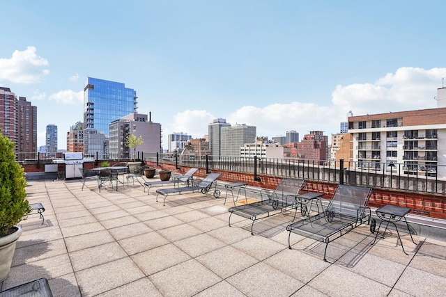 view of patio with a view of city