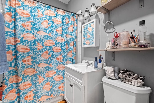 135 N Calhoun St, Aurora, IL 60505 - bathroom with toilet, vanity, and a shower with curtain