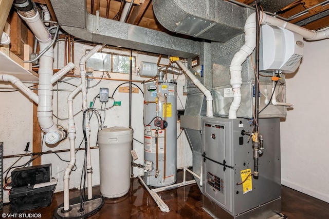 utilities featuring water heater and heating unit