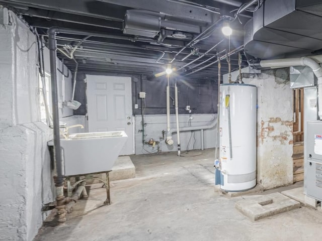 292 W 15th Pl, Chicago Heights, IL 60411 - unfinished basement with water heater and a sink