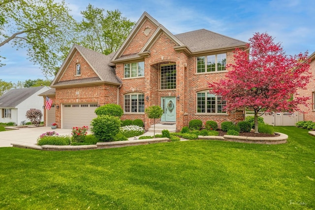 325 Bonnie Brae Ave, Itasca, IL 60143 - view of front of property with brick siding, concrete driveway, a garage, a front lawn, and roof with shingles