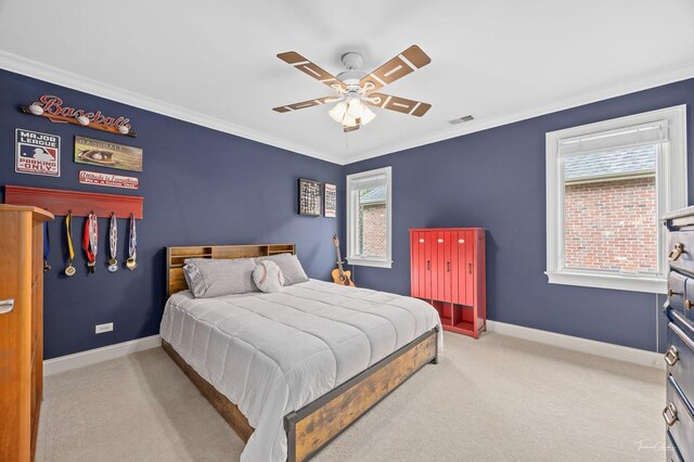 325 Bonnie Brae Ave, Itasca, IL 60143 - carpeted bedroom featuring crown molding and a ceiling fan