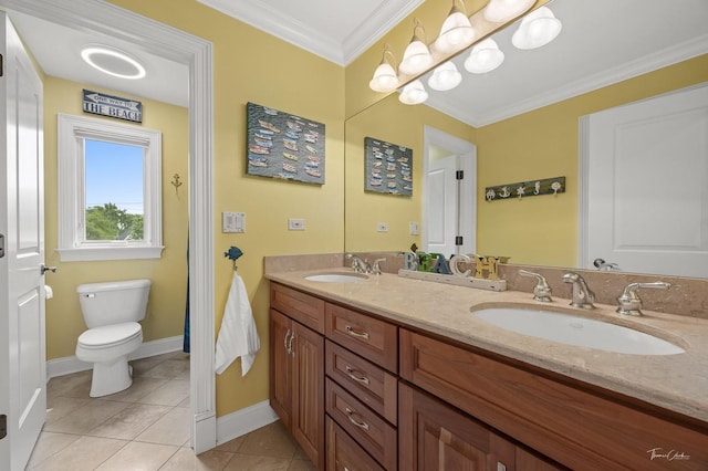 325 Bonnie Brae Ave, Itasca, IL 60143 - bathroom with double vanity, tile patterned floors, and ornamental molding