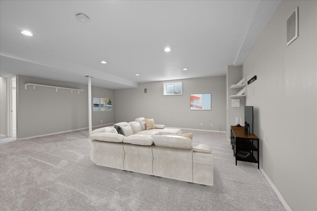 931 Sanctuary Ln, Naperville, IL 60540 - living area featuring light colored carpet, visible vents, recessed lighting, and baseboards