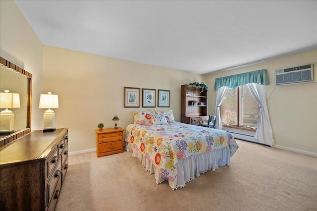 1053 W Ogden Ave Unit 350, Naperville, IL 60563 - bedroom with baseboards, a wall mounted AC, and light carpet