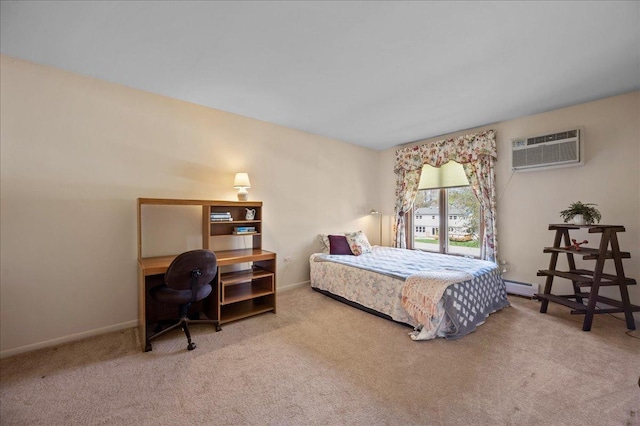 1053 W Ogden Ave Unit 350, Naperville, IL 60563 - carpeted bedroom featuring a wall unit AC, baseboard heating, and baseboards