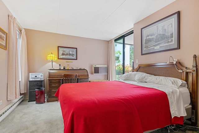 330 W Miner St Unit 1B, Arlington Heights, IL 60005 - carpeted bedroom with baseboard heating and a wall mounted air conditioner