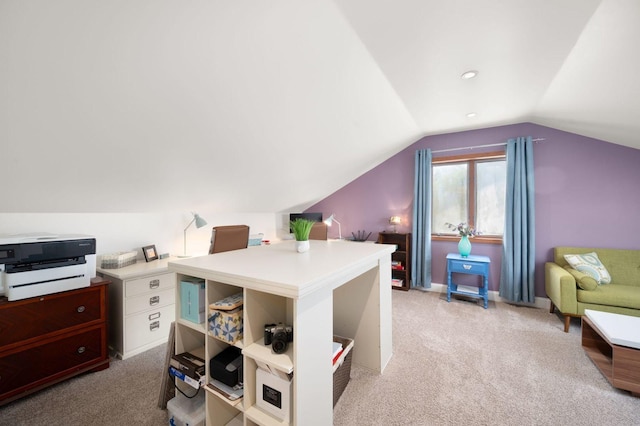 41W838 High Point Ln, Elburn, IL 60119 - office space with lofted ceiling, light colored carpet, and baseboards