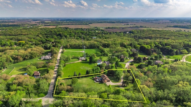 41W838 High Point Ln, Elburn, IL 60119 - aerial view of sparsely populated area featuring property parcel outlined and a heavily wooded area
