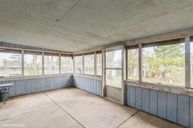 view of unfurnished sunroom