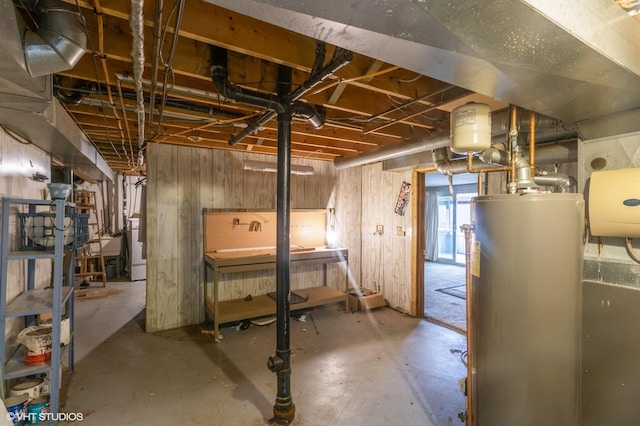 below grade area with water heater