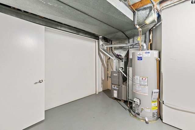 utilities featuring gas water heater and heating unit