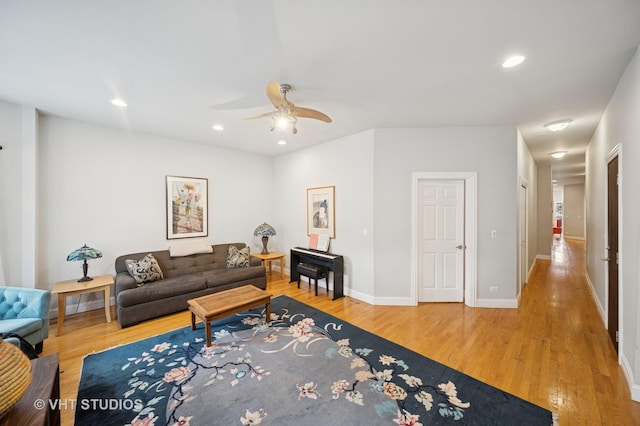 6122 S Greenwood Ave Unit 1S, Chicago, IL 60637 - living area with ceiling fan, wood finished floors, recessed lighting, and baseboards