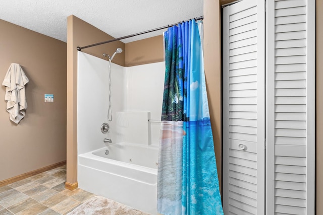 4232 Caribou Ct, Joliet, IL 60431 - full bath featuring shower / bathtub combination with curtain and a textured ceiling