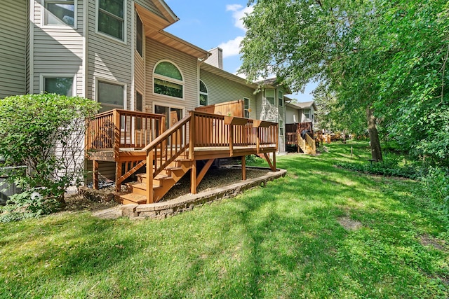 4232 Caribou Ct, Joliet, IL 60431 - view of grassy yard with a deck and stairway