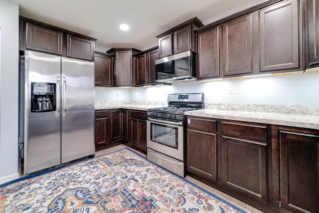 267 Maryland Ln, Pingree Grove, IL 60140 - kitchen with dark brown cabinets, stainless steel appliances, and recessed lighting