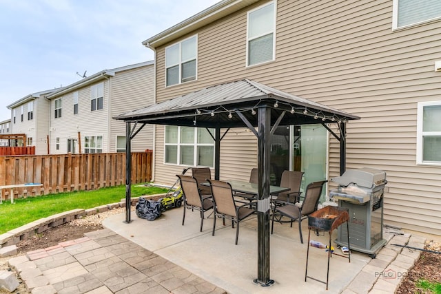 267 Maryland Ln, Pingree Grove, IL 60140 - view of patio with outdoor dining area, a gazebo, fence, and area for grilling