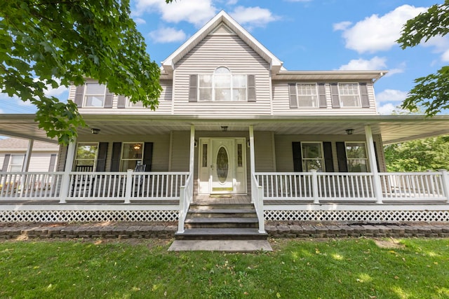 2398 S Williamsburg Dr, Plainfield, IL 60586 - country-style home featuring a porch and a front lawn
