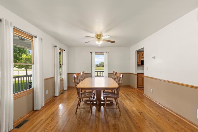 2398 S Williamsburg Dr, Plainfield, IL 60586 - dining space featuring light wood-type flooring and ceiling fan