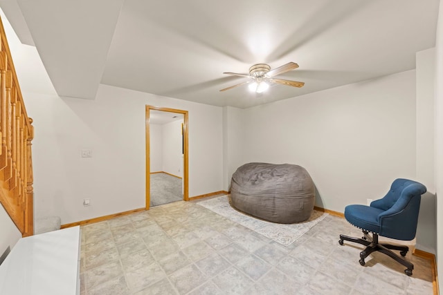 2398 S Williamsburg Dr, Plainfield, IL 60586 - living area featuring baseboards and a ceiling fan