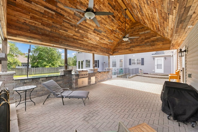 2398 S Williamsburg Dr, Plainfield, IL 60586 - view of patio with exterior kitchen and a ceiling fan