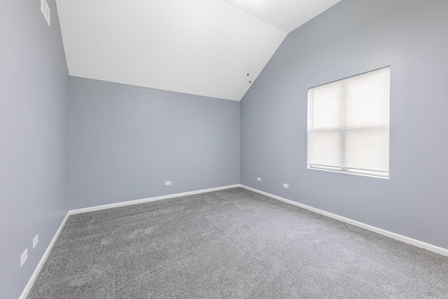 bonus room featuring visible vents, baseboards, vaulted ceiling, and carpet floors