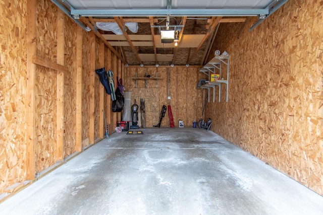 garage with a garage door opener