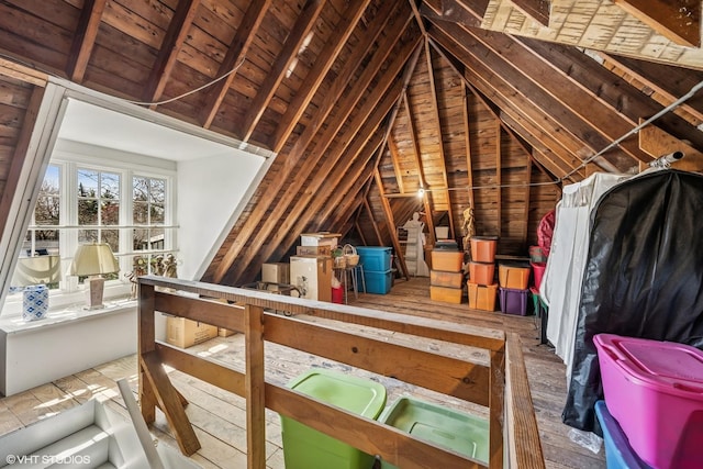 view of unfinished attic