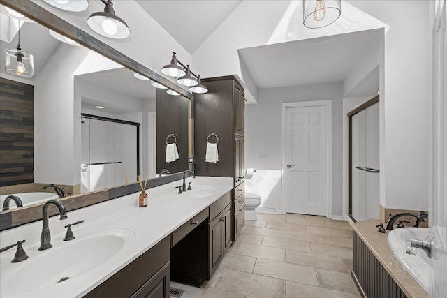 1651 Eagle Brook Dr, Geneva, IL 60134 - bathroom featuring a bath, tile patterned floors, a stall shower, and a sink