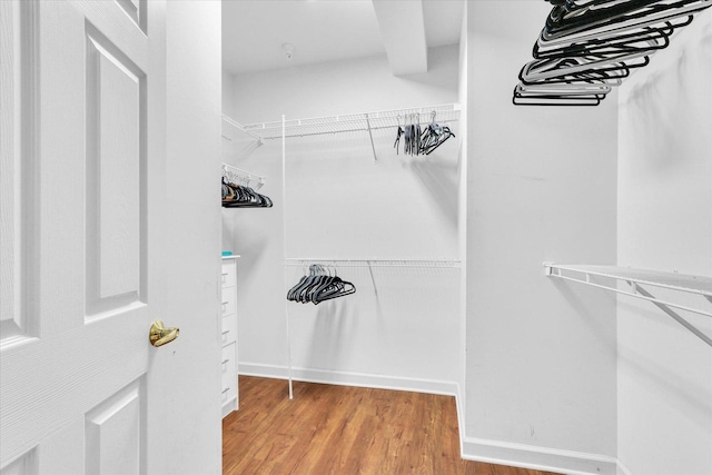 spacious closet with wood finished floors