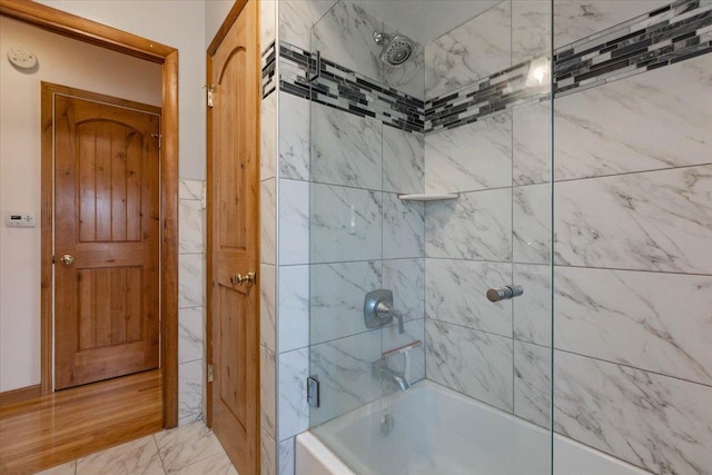 418 Bonnie Brae Ave, Itasca, IL 60143 - full bathroom with combined bath / shower with glass door and marble finish floor