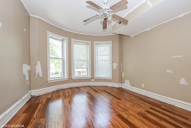 5433 S Carpenter St, Chicago, IL 60609 - empty room featuring baseboards, crown molding, wood finished floors, and ceiling fan