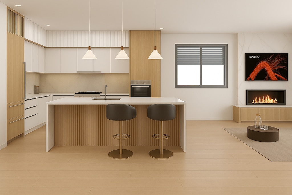 2307 W Foster Ave Unit 2, Chicago, IL 60625 - kitchen with modern cabinets, oven, a breakfast bar, light countertops, and recessed lighting