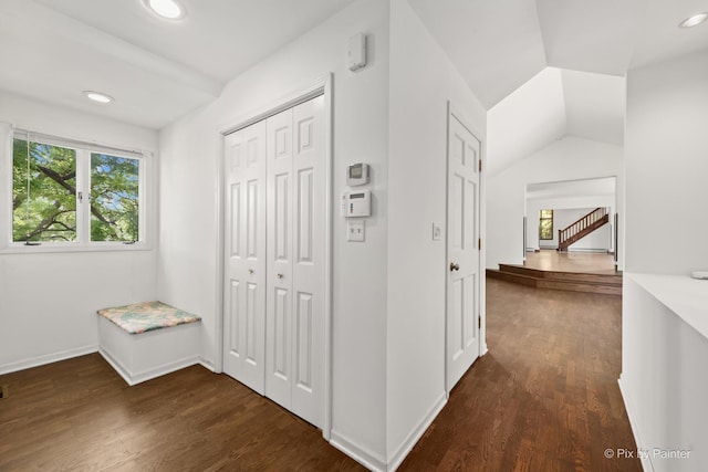 109 3rd Ave, Montgomery, IL 60538 - corridor with dark wood finished floors, recessed lighting, and vaulted ceiling