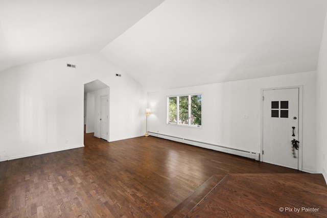 109 3rd Ave, Montgomery, IL 60538 - additional living space featuring a baseboard radiator, lofted ceiling, and wood finished floors