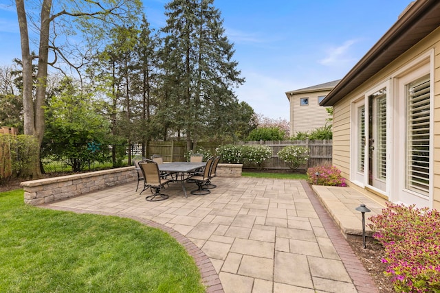 view of patio featuring a fenced backyard
