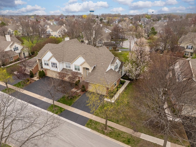 aerial view with a residential view