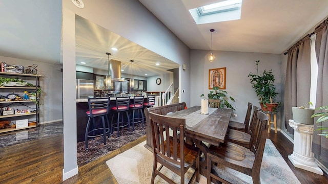 8129 45th Pl, Lyons, IL 60534 - dining space with dark wood-type flooring, stairway, baseboards, and a dry bar