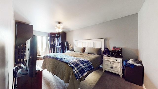 8129 45th Pl, Lyons, IL 60534 - bedroom with dark colored carpet and a ceiling fan
