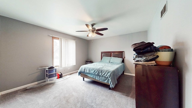 8129 45th Pl, Lyons, IL 60534 - carpeted bedroom featuring baseboards, visible vents, and ceiling fan
