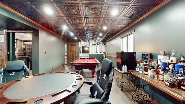 8129 45th Pl, Lyons, IL 60534 - home office featuring an ornate ceiling, billiards, and wood finished floors