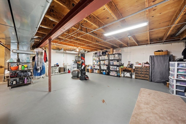 view of unfinished basement