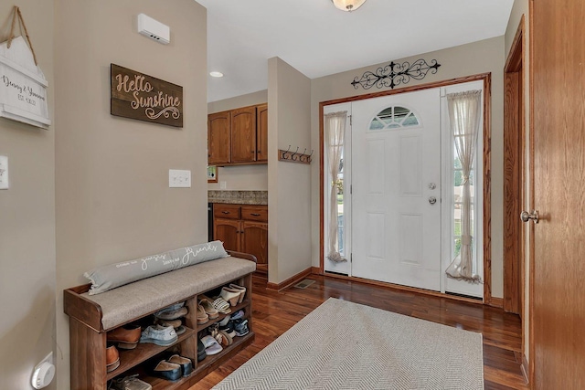 1035 Heritage Dr, Diamond, IL 60416 - foyer with baseboards and dark wood-style floors
